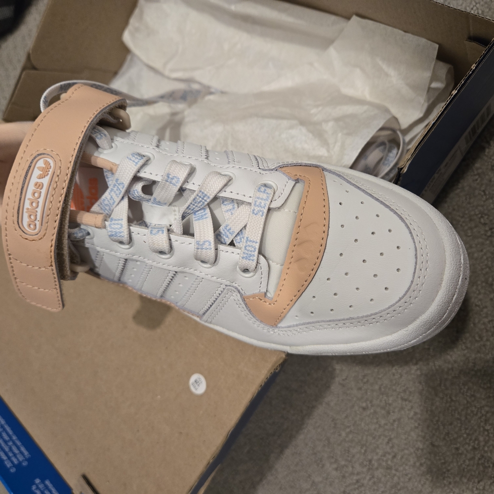 SOLD.  Adidas Men's White and Tan Sneakers